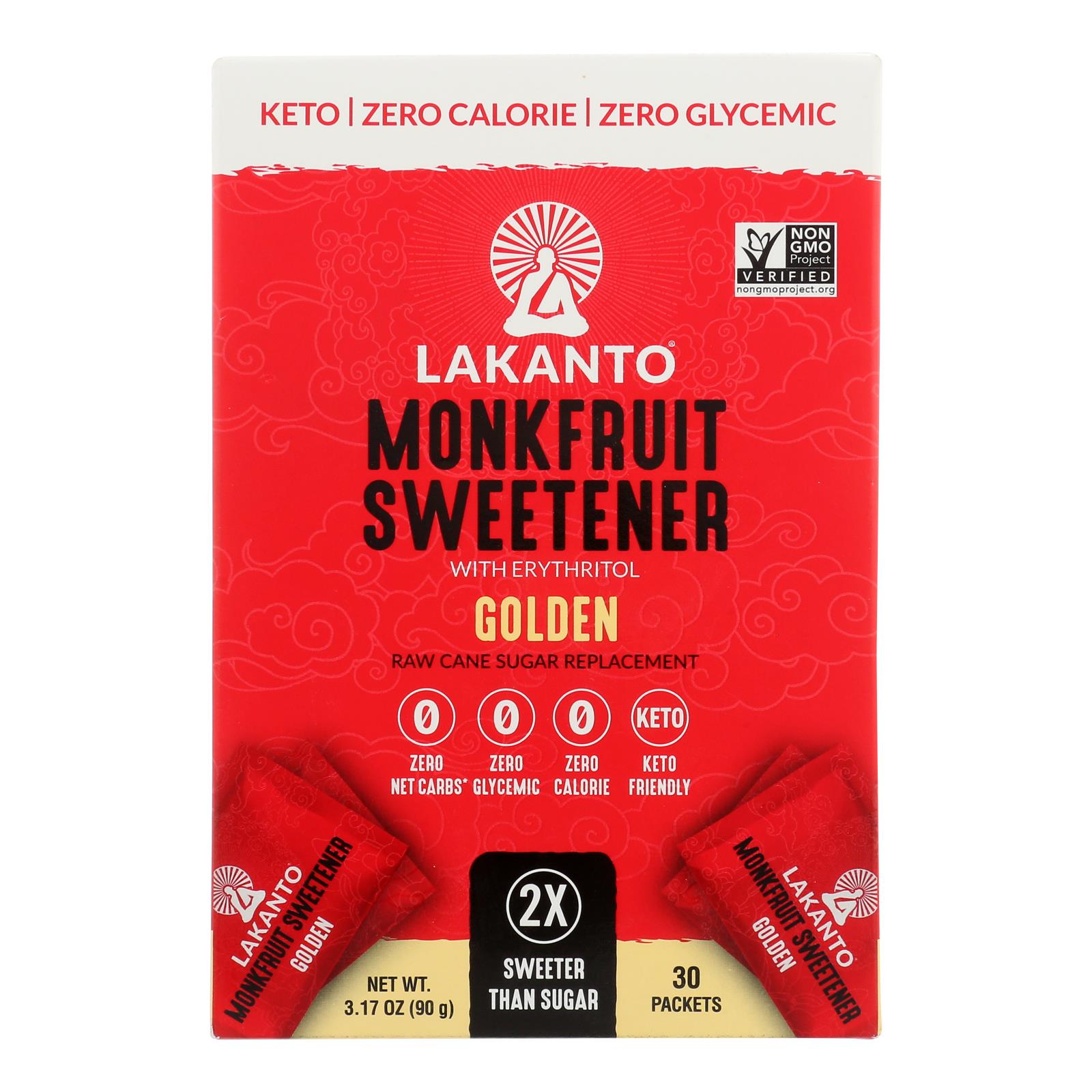 Lakanto - Monkfruit Sweetener Sticks - 30 Count - Case Of 8 - 3.17 Oz. - GreatEagleInc