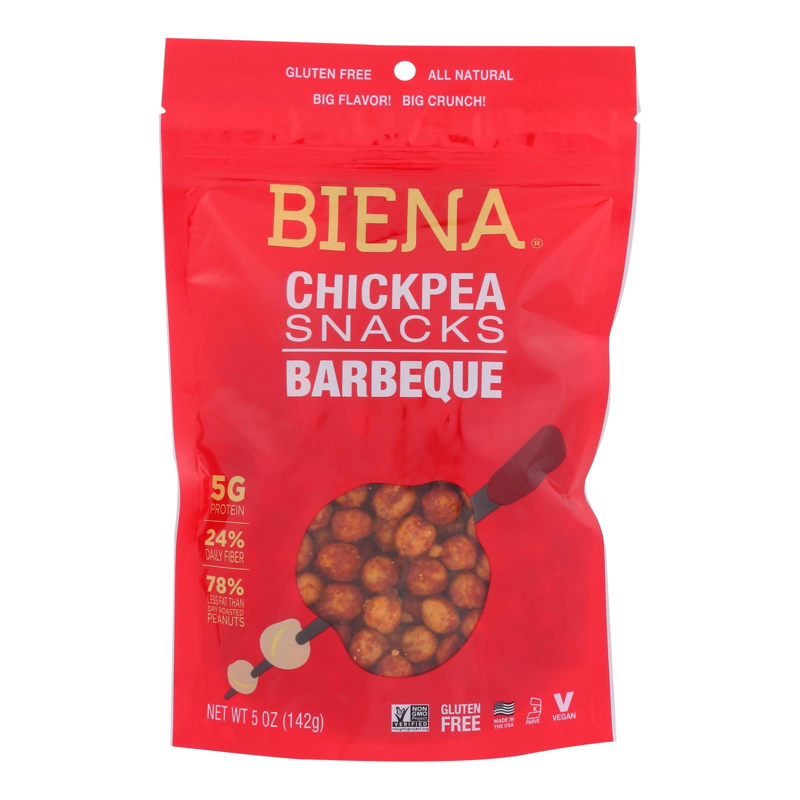 Biena Chickpea Snacks - Barbeque - Case Of 8 - 5 Oz. - GreatEagleInc