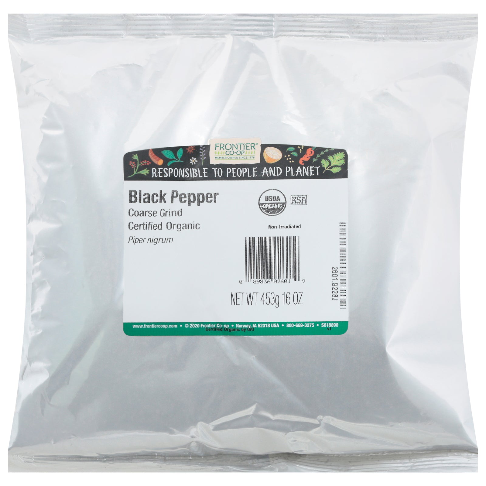 Frontier Herb Organic Coarse Black Pepper - Single Bulk Item - 1lb - Eco-Friendly Home & Grocery