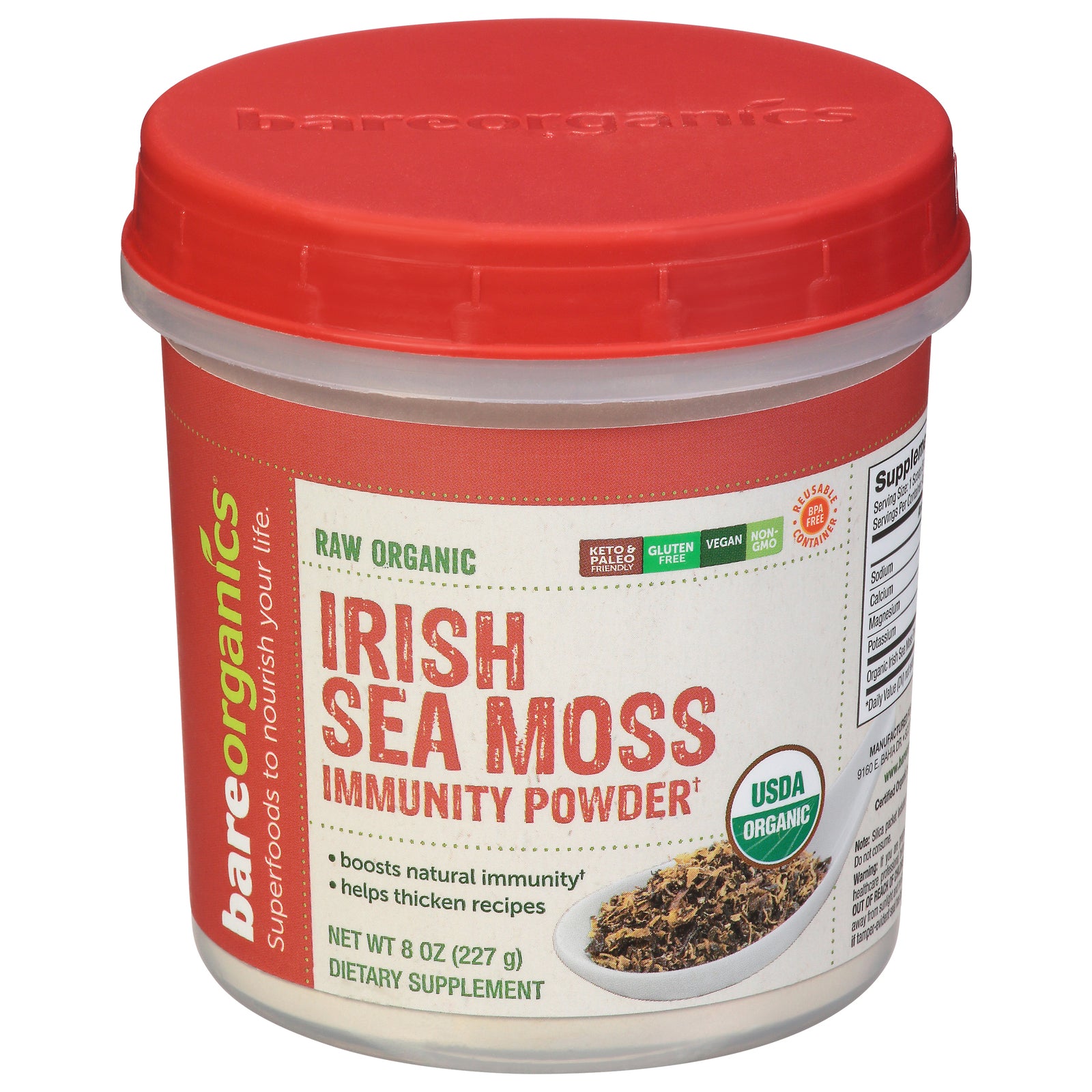 Bare Organics - Irish Sea Moss Powder - 1 Each-8 Oz - GreatEagleInc
