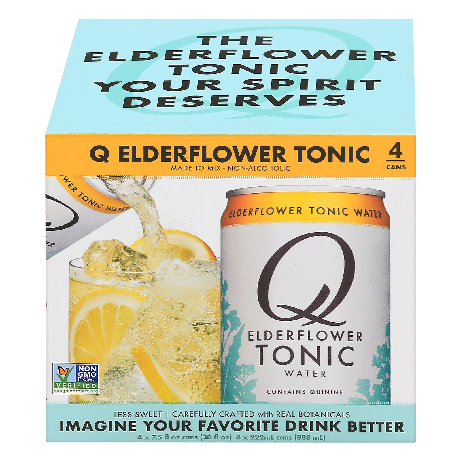 Q Drinks - Tonic Water Can 4pk Eldrflw - Case Of 6-4/7.5 Oz - GreatEagleInc