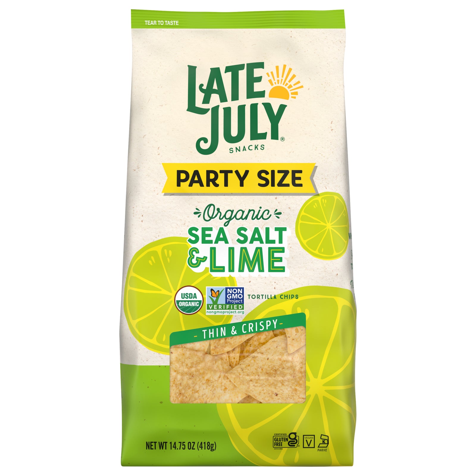 Late July Snacks - Tort Chips Sea Salt Lime - Case Of 9-14.75 Oz - GreatEagleInc