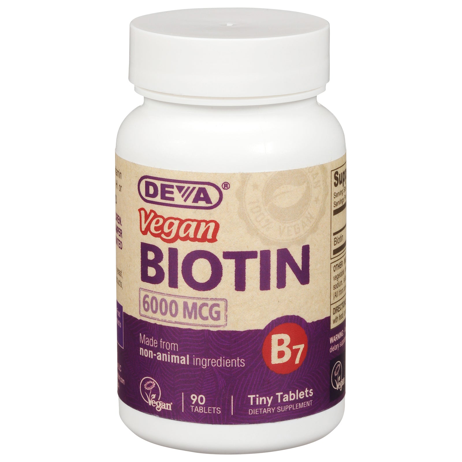 Deva Vegan Vitamins - Vegan Biotin 6000 Mcg - 90 Tablets - GreatEagleInc