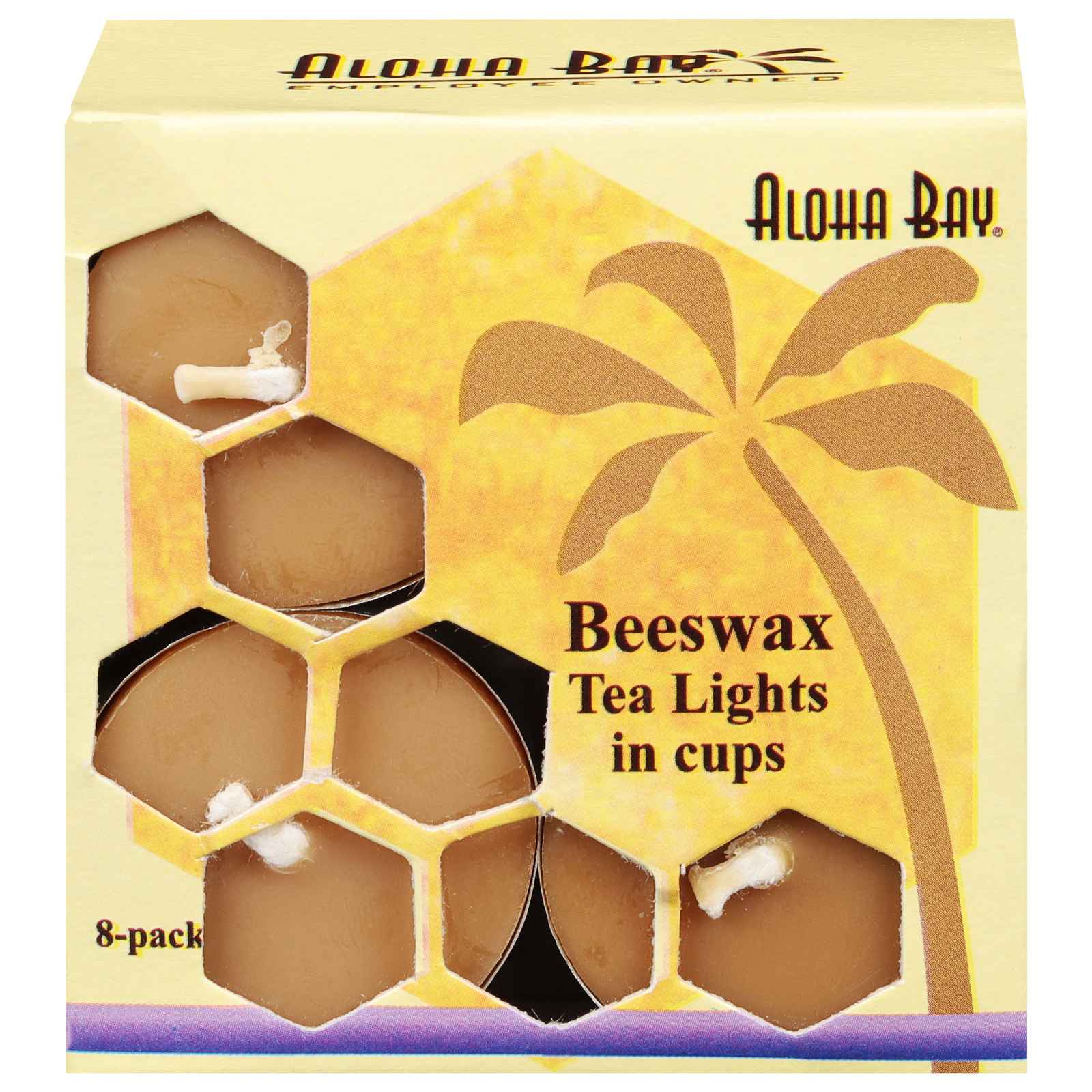 Aloha Bay - Beeswax Tea Light Candles  - 8 Ct - Eco-Friendly Home & Grocery