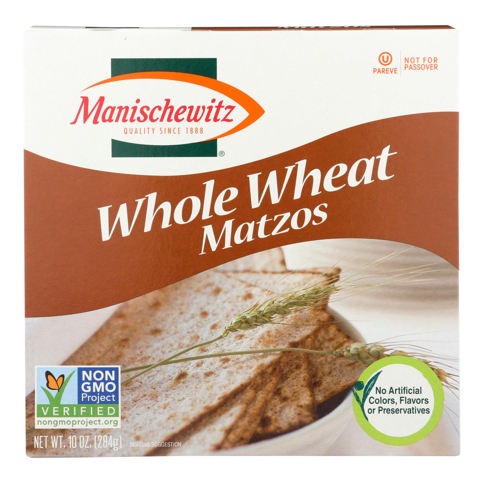 Manischewitz - Whole Wheat Matzo - Case Of 12 - 10 Oz. - GreatEagleInc