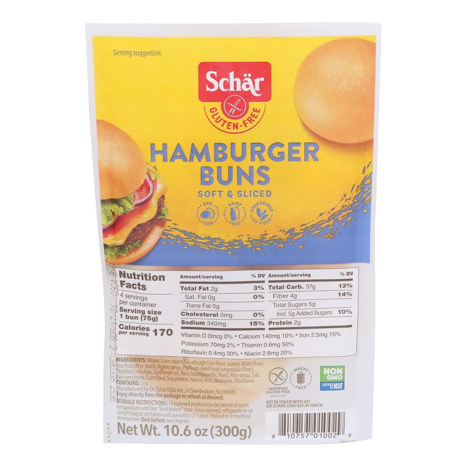 Schar - Rolls Hamburger Buns Gluten Free - Case Of 4-10.6 Oz - GreatEagleInc
