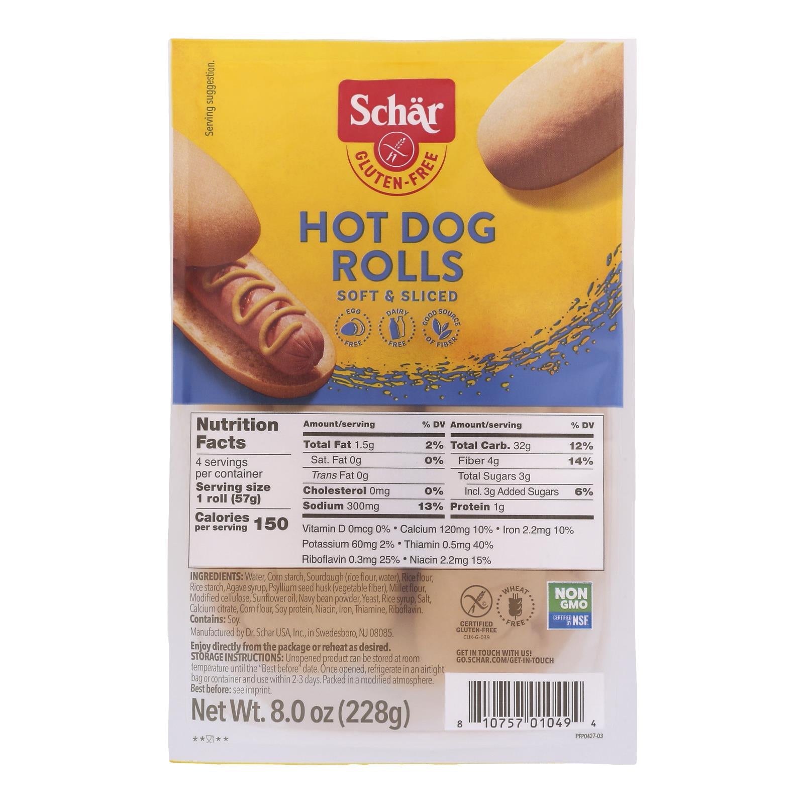 Schar - Rolls Hot Dog Gluten Free - Case Of 4-8 Oz - GreatEagleInc