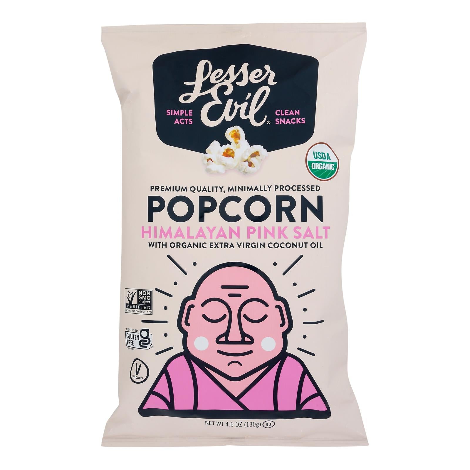 Lesser Evil - Popcorn Himlyn Pink Salt - Case Of 12-4.6 Oz - GreatEagleInc