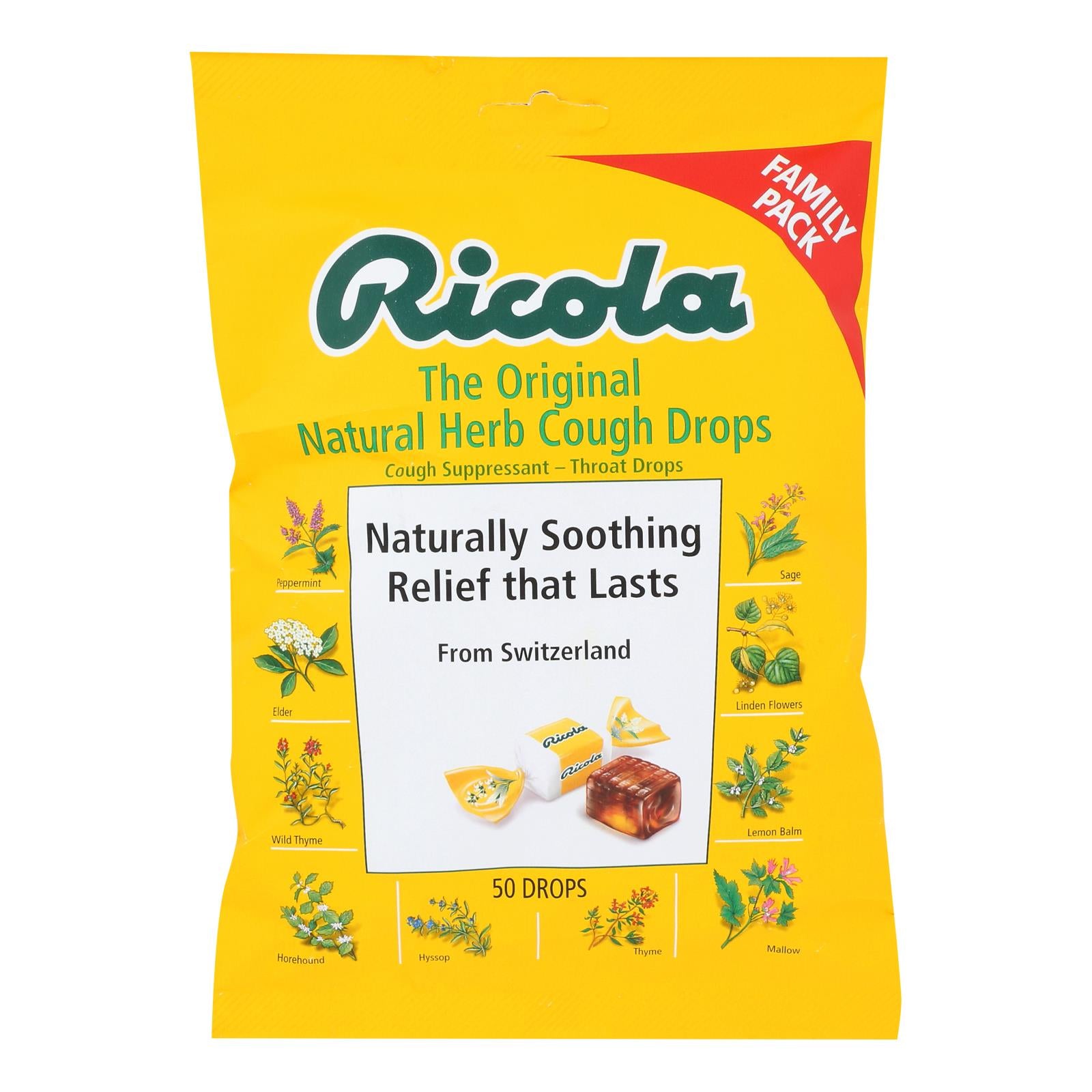 Ricola - Cough Drop Original Herb - Case Of 6-45 Ct - GreatEagleInc