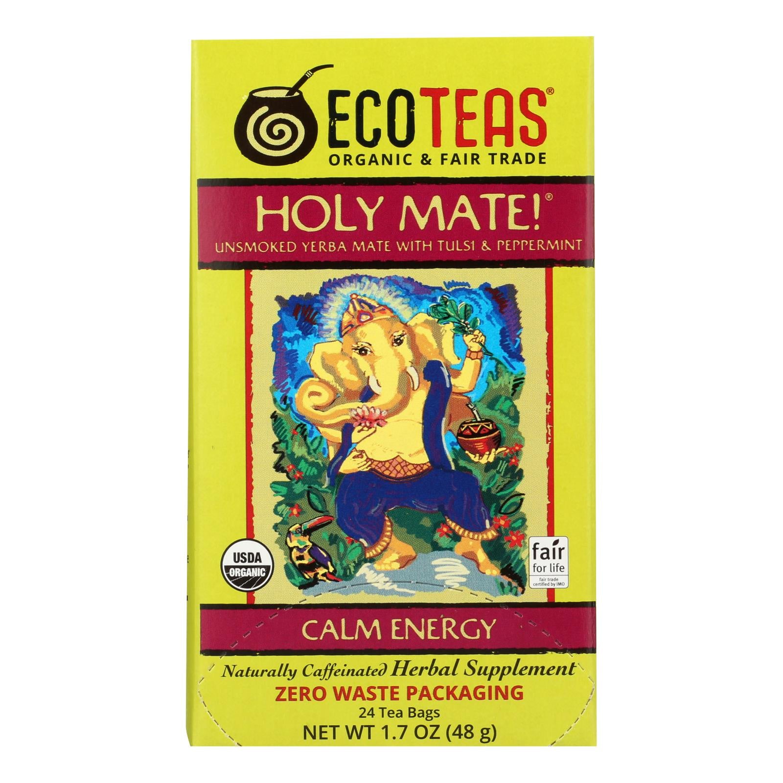 Ecoteas Holy Mate! Tea Bags  - Case Of 6 - 24 Bag - GreatEagleInc