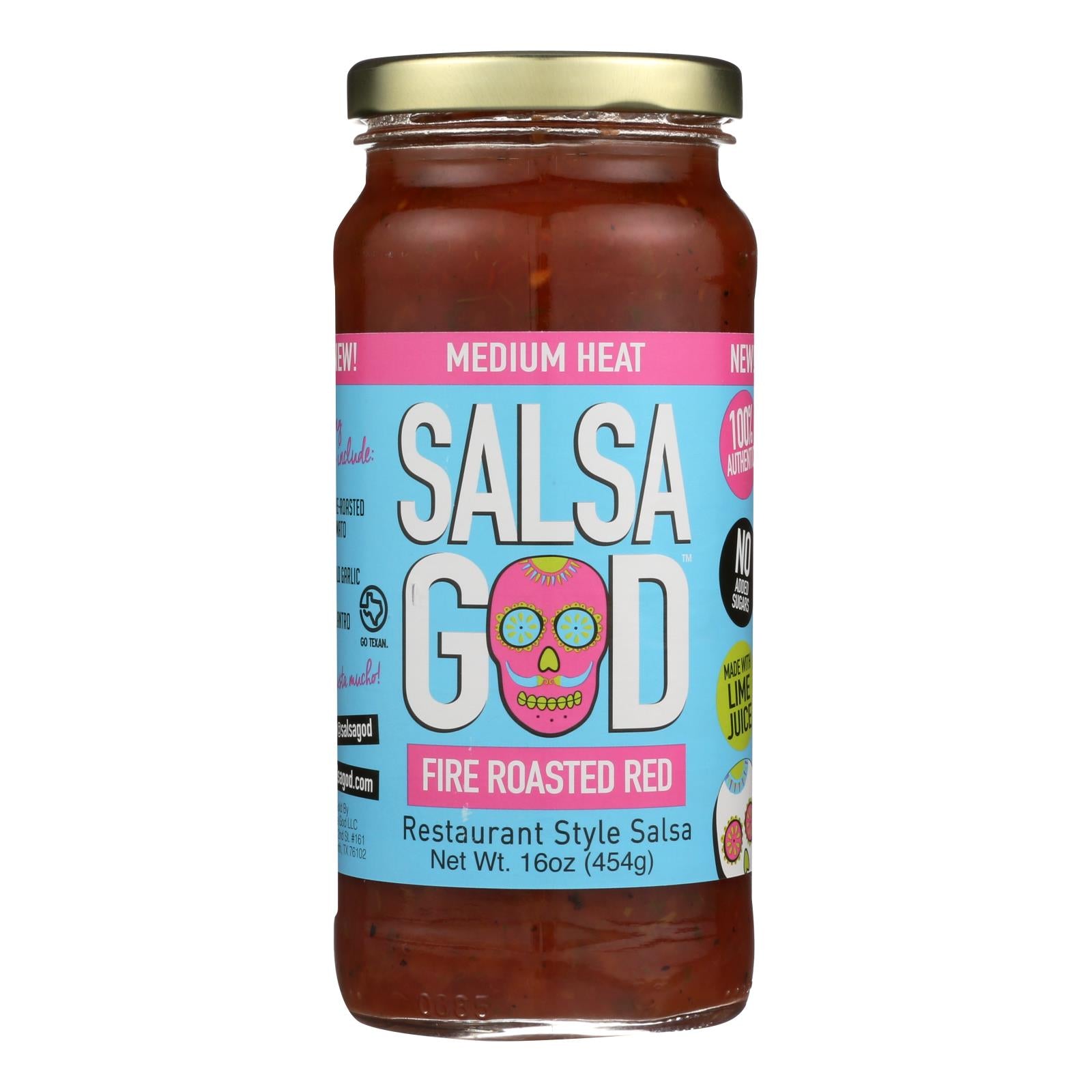 Salsa God Medium Fire Roasted Red Salsa  - Case Of 6 - 16 Oz - GreatEagleInc