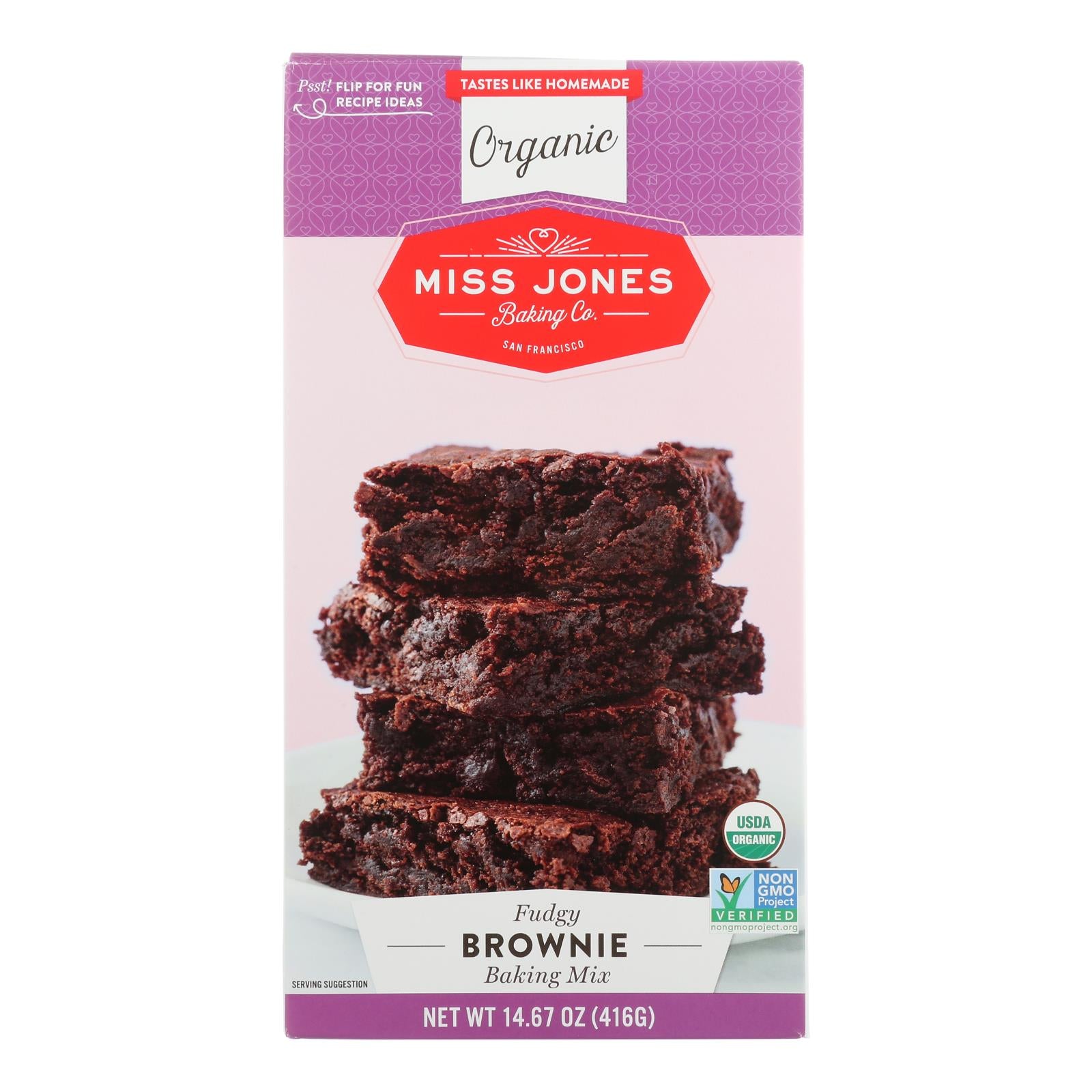 Miss Jones Baking Mix - Brownie - Case Of 6 - 14.67 Oz. - GreatEagleInc