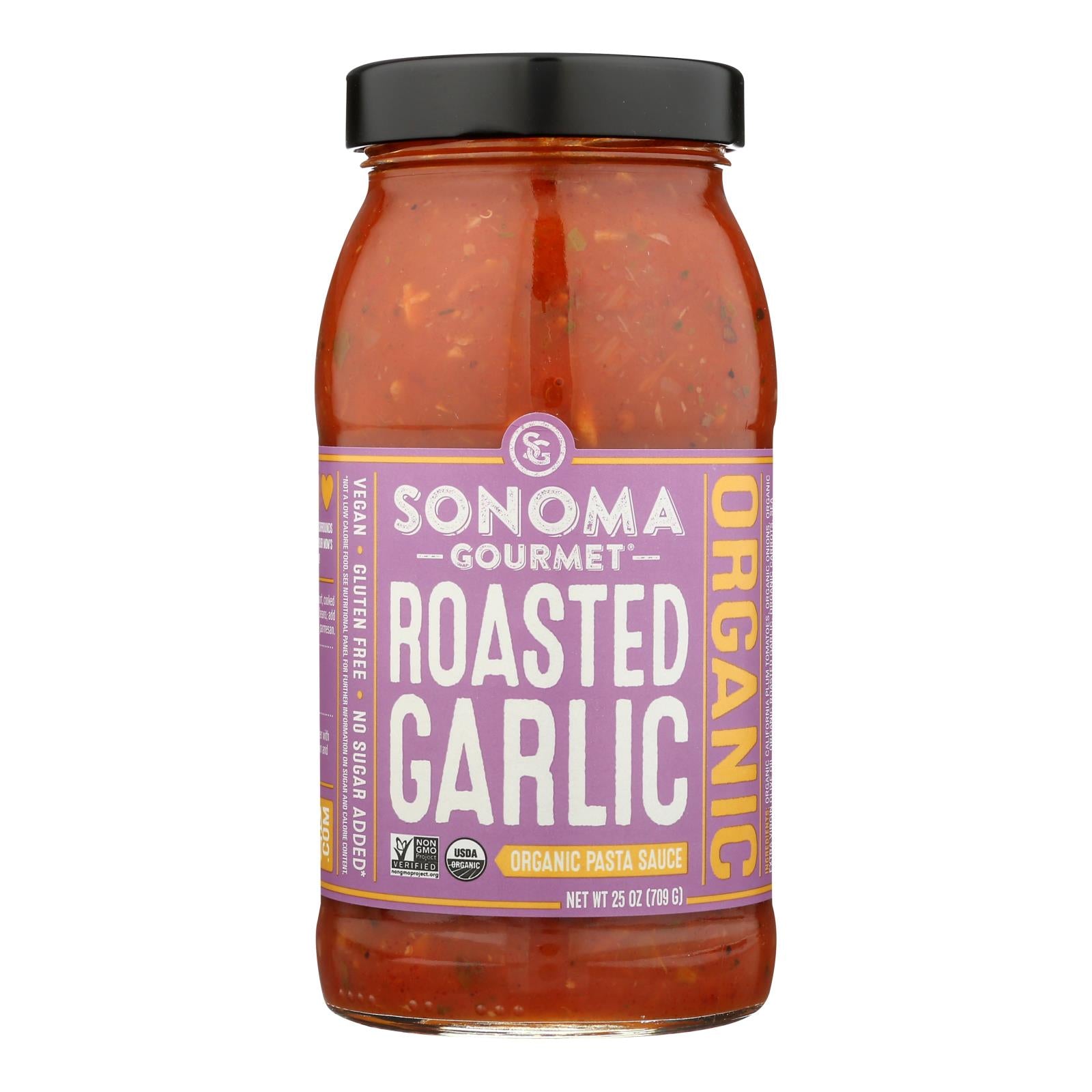 Sonoma Gourmet Organic Pasta Sauce - Roasted Garlic - Case Of 6 - 25 Oz. - GreatEagleInc