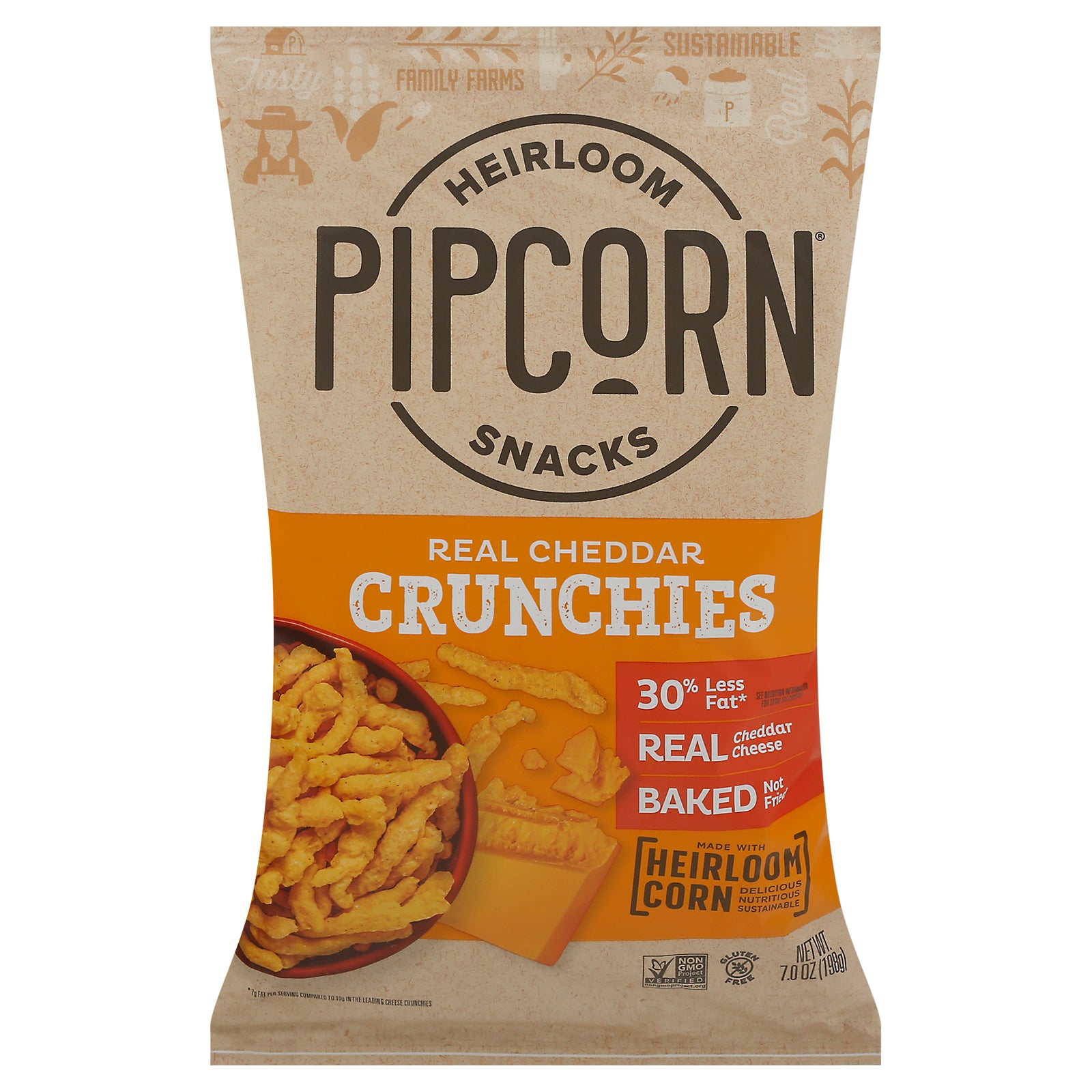 Pipcorn - Crunchies Cheddar - Case Of 12-7 Oz - GreatEagleInc