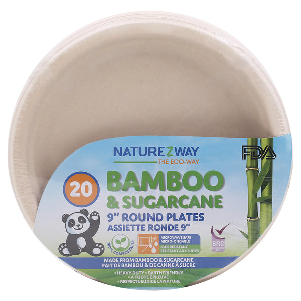 Naturezway - Plate Bmboo Rnd 9in 20ct - Case Of 12-20 Ct - GreatEagleInc