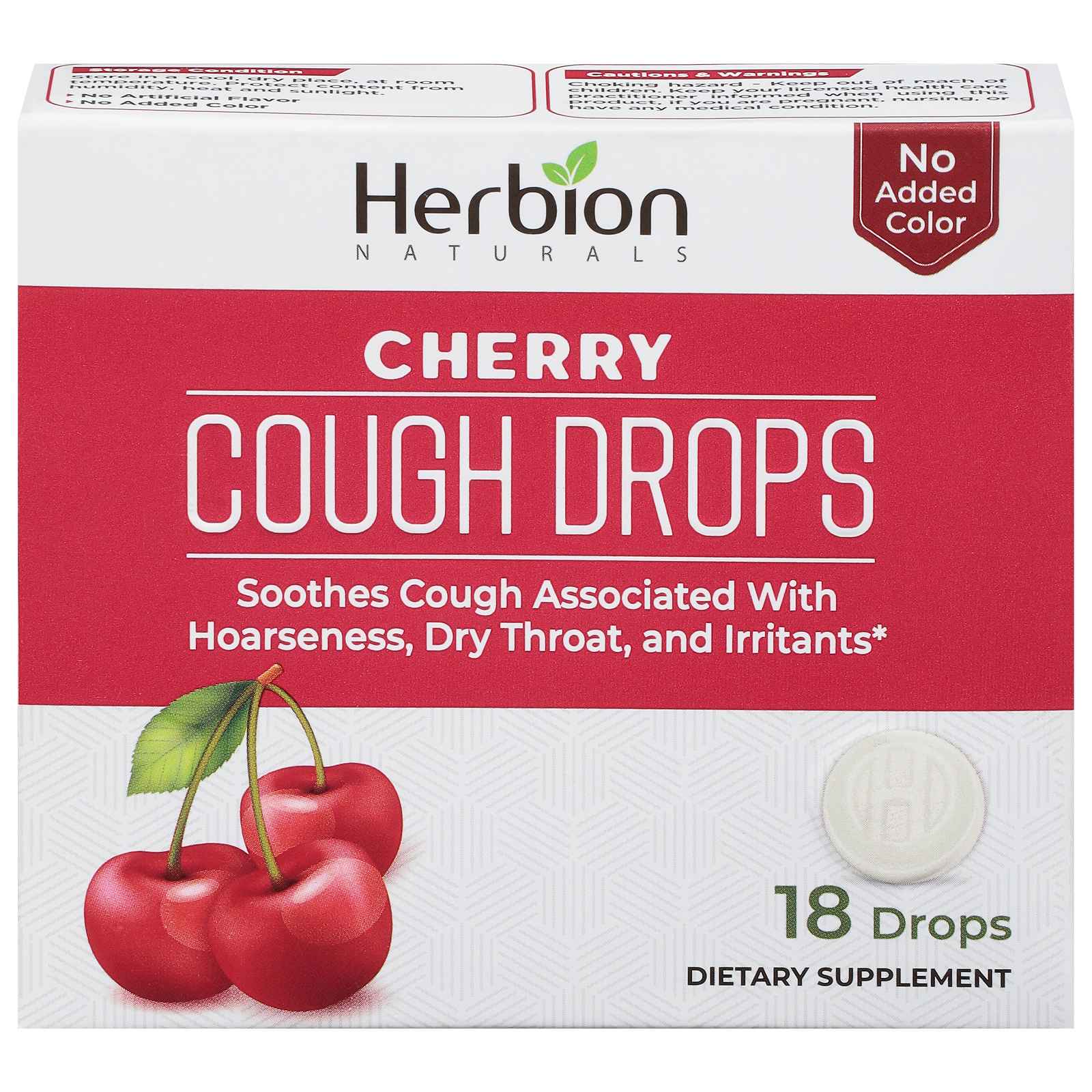 Herbion Naturals - Cough Drops Cherry - 1 Each - 18 Ct - Eco-Friendly Home & Grocery