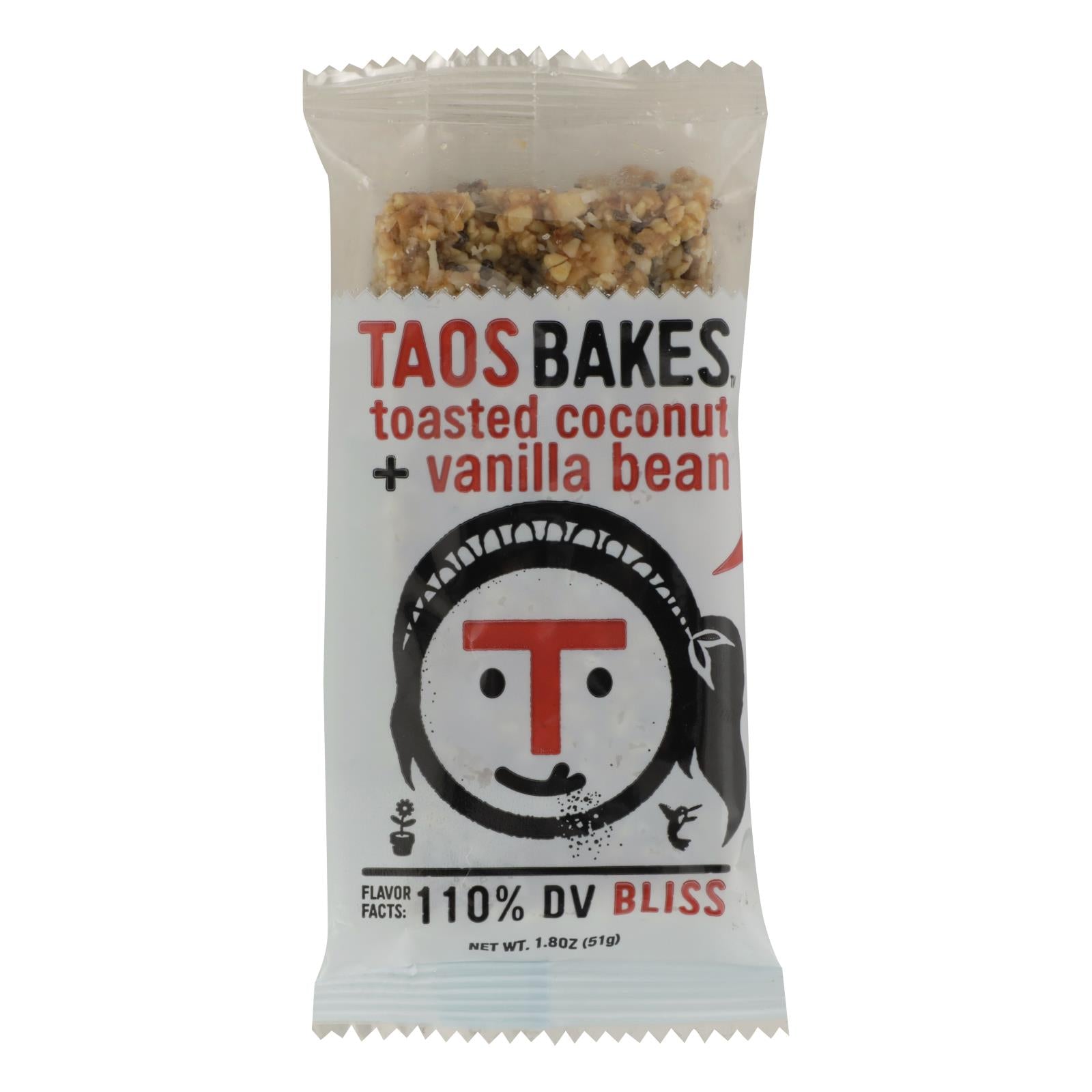 Taos Bakes - Bar Tsted Cocont Vanilla Bean - Case Of 12 - 1.8 Oz - GreatEagleInc