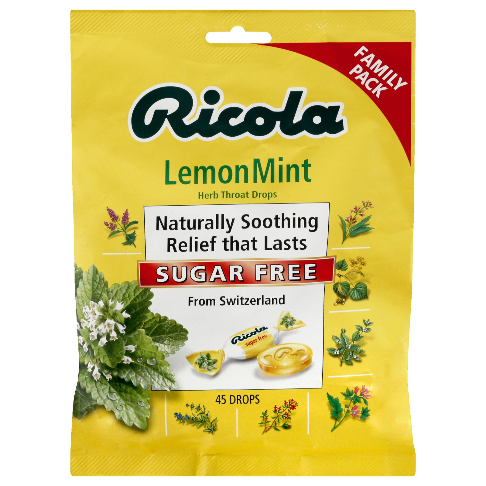 Ricola - Cough Drop Sugar Free Lemon Mint - Case Of 6-45 Ct - GreatEagleInc