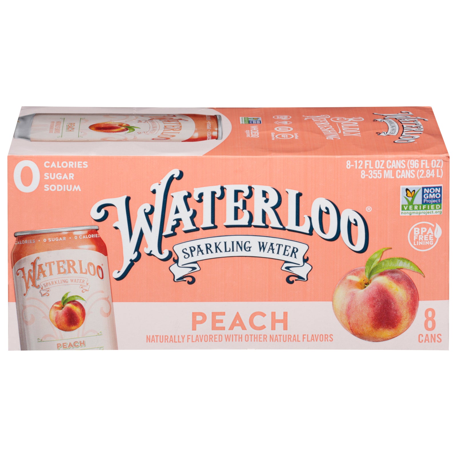 Waterloo - Sparkling Water Peach - Case Of 3-8/12 Fz - GreatEagleInc