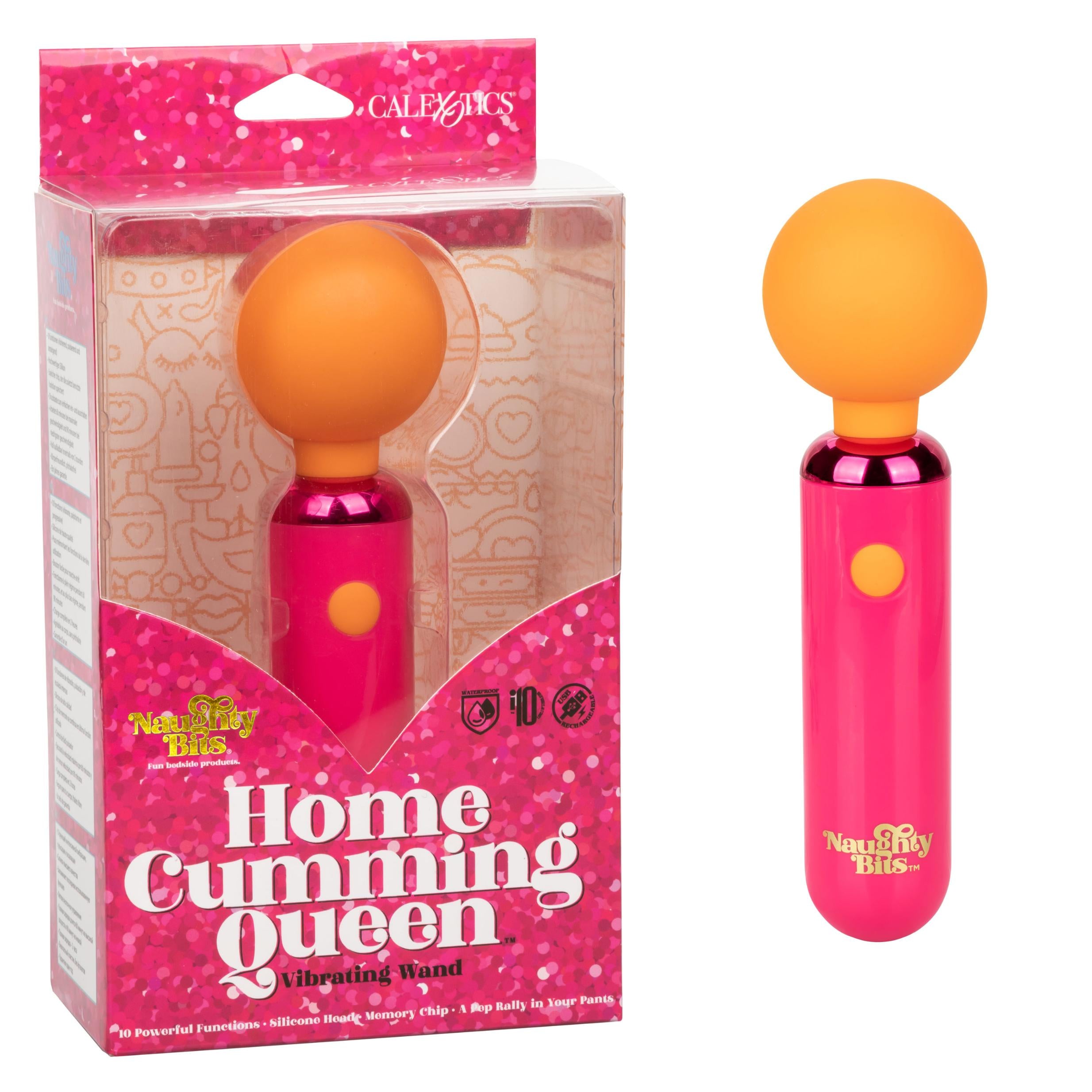 Naughty Bits Home Cumming Queen Vibrating Wand -  Orange/pink - GreatEagleInc