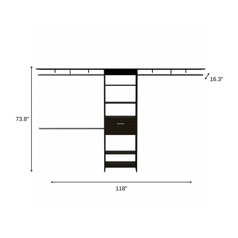 118" Black Wood Closet System Homeroots Office