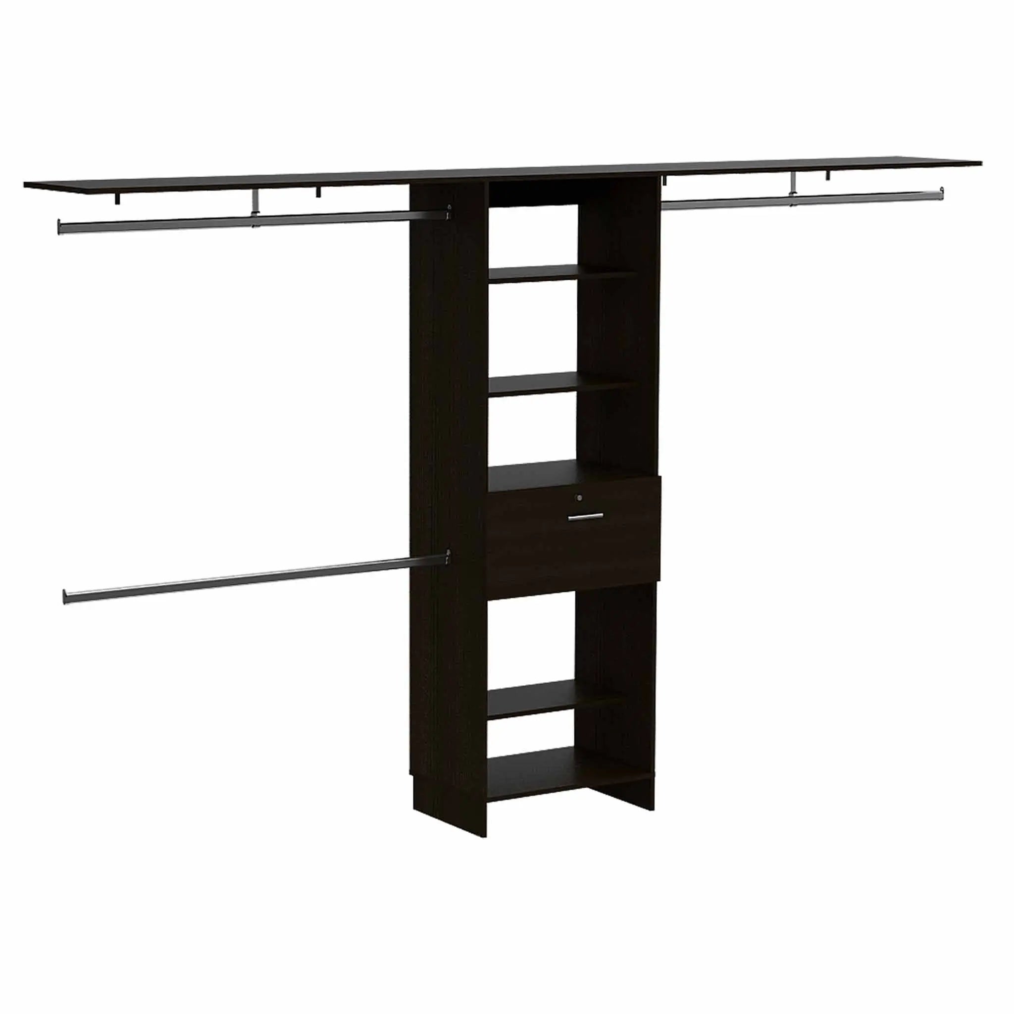 118" Black Wood Closet System Homeroots Office
