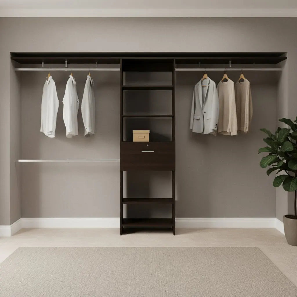 118" Black Wood Closet System Homeroots Office