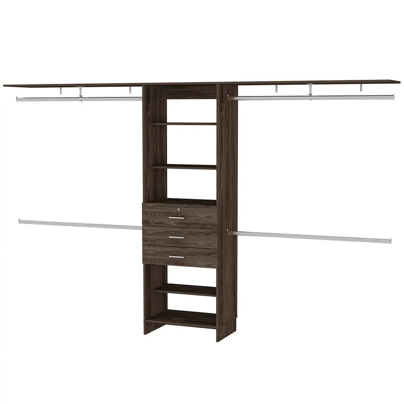 118" Dark Brown Wood Closet System Homeroots Office