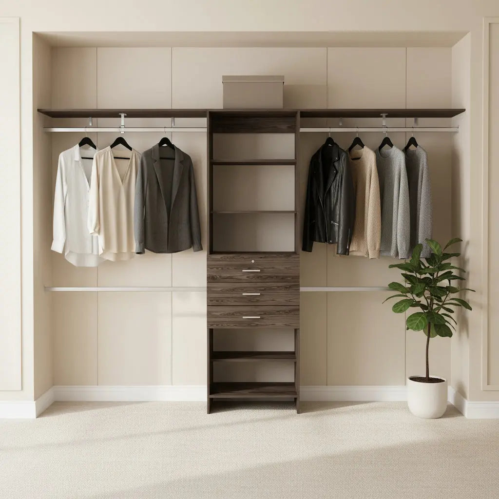 118" Dark Brown Wood Closet System Homeroots Office