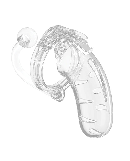 Shots Man Cage 4.5" Cock Cage W/plug 11 - Clear - GreatEagleInc