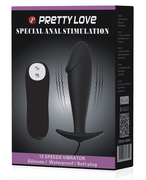 Pretty Love Vibrating Penis Shaped Butt Plug - Black Default Title