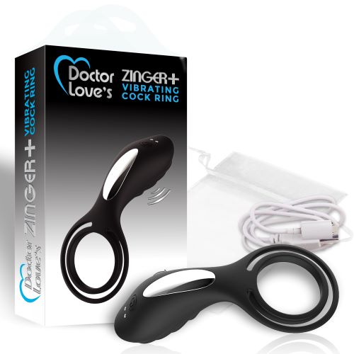 Doctor Love Zinger+ Vibrating Rechargeable Cock Ring Black - GreatEagleInc