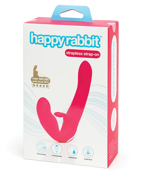 Happy Rabbit Strapless Strap On Rabbit Vibe - Pink - GreatEagleInc