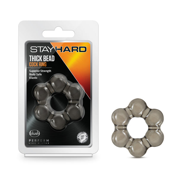 Stay Hard Thick Bead Cock Ring Black - GreatEagleInc
