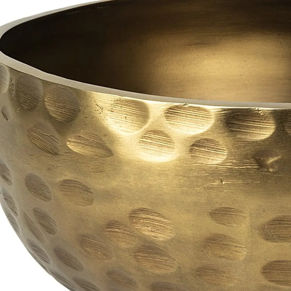 11" Antiqued Brass Hammered Artisan Round Centerpiece Bowl - GreatEagleInc