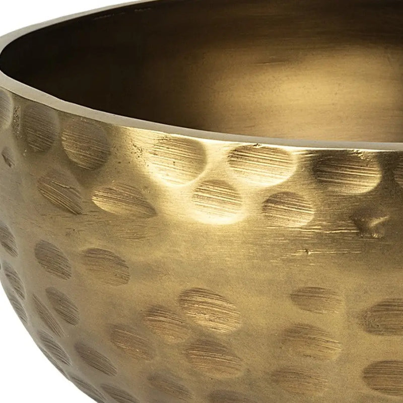 11" Antiqued Brass Hammered Artisan Round Centerpiece Bowl - GreatEagleInc