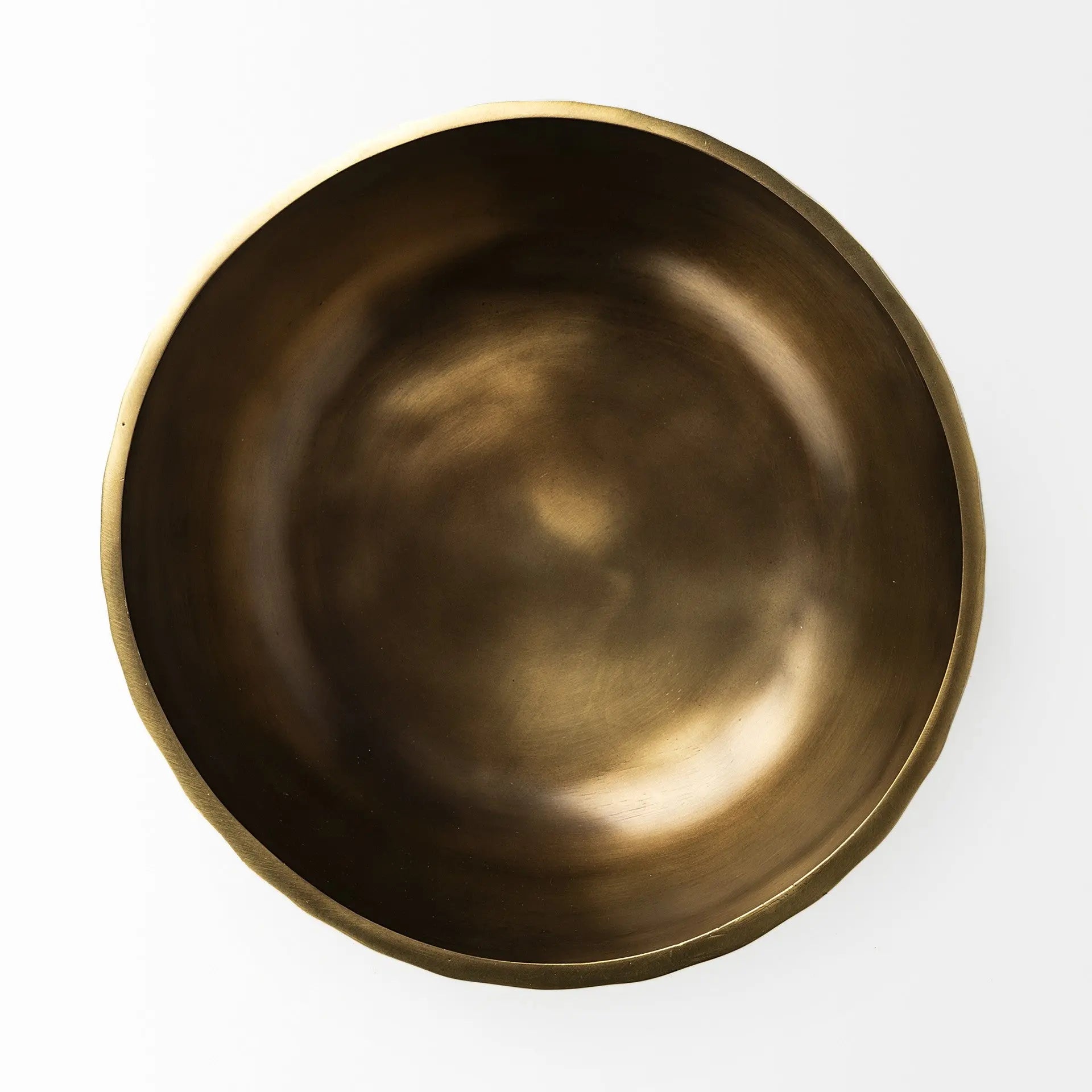 11" Antiqued Brass Hammered Artisan Round Centerpiece Bowl - GreatEagleInc