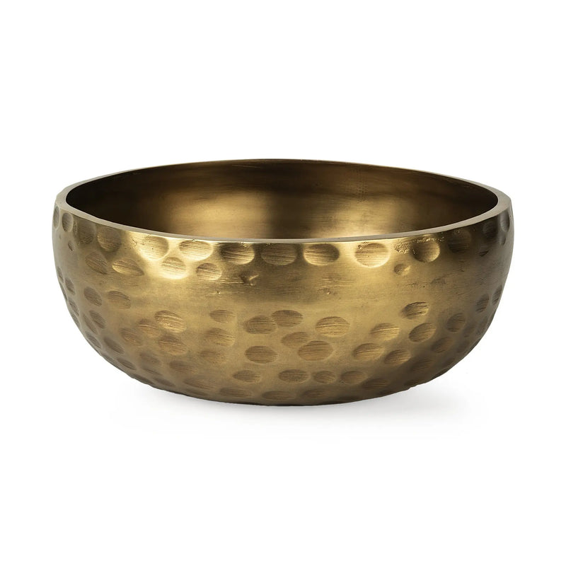 11" Antiqued Brass Hammered Artisan Round Centerpiece Bowl - GreatEagleInc