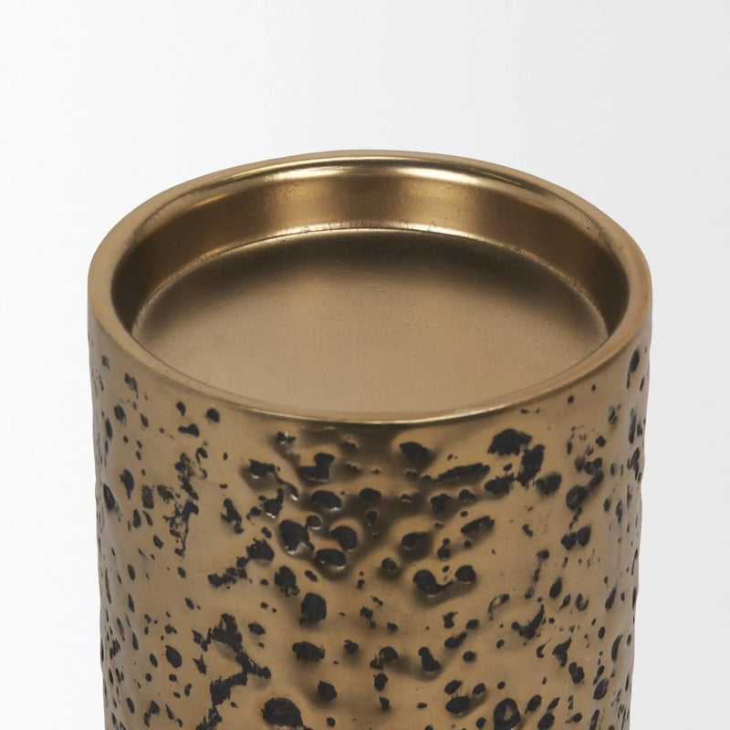 11" Antiqued Gold Metal Tabletop Votive Candle Holder Homeroots Home Decor