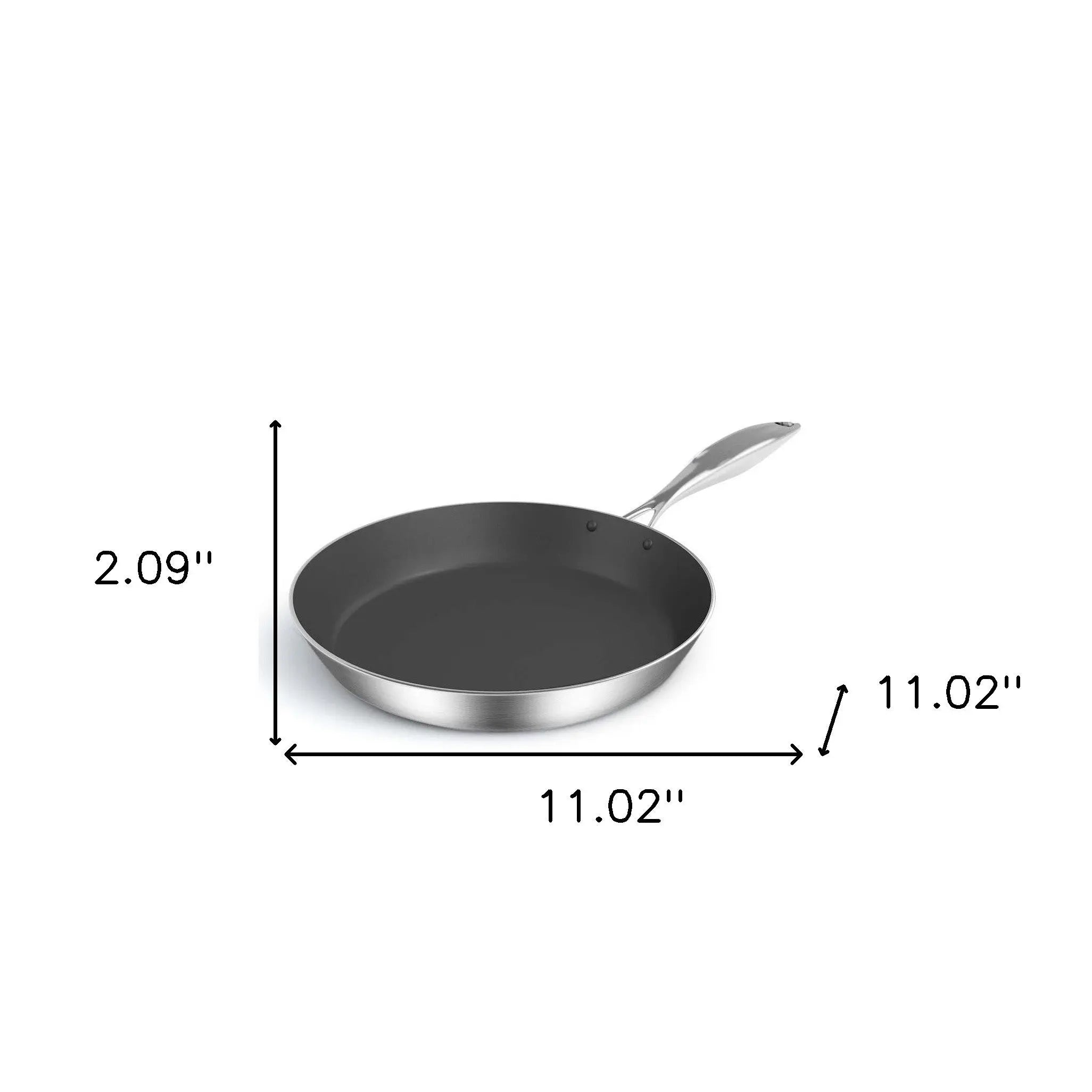 11" Black And Silver Stainless Steel Frying Pan Homeroots Kitchen & Dining