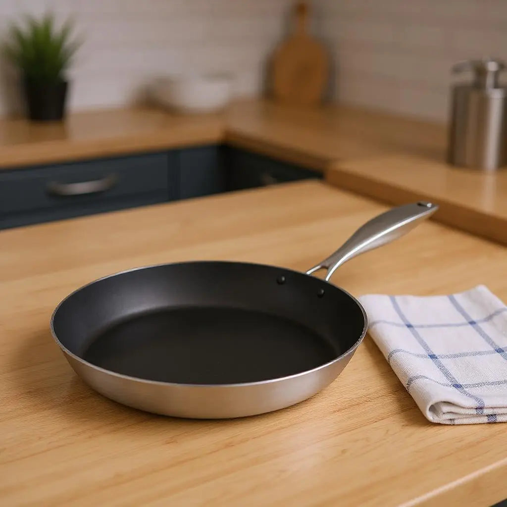 11" Black And Silver Stainless Steel Frying Pan Homeroots Kitchen & Dining