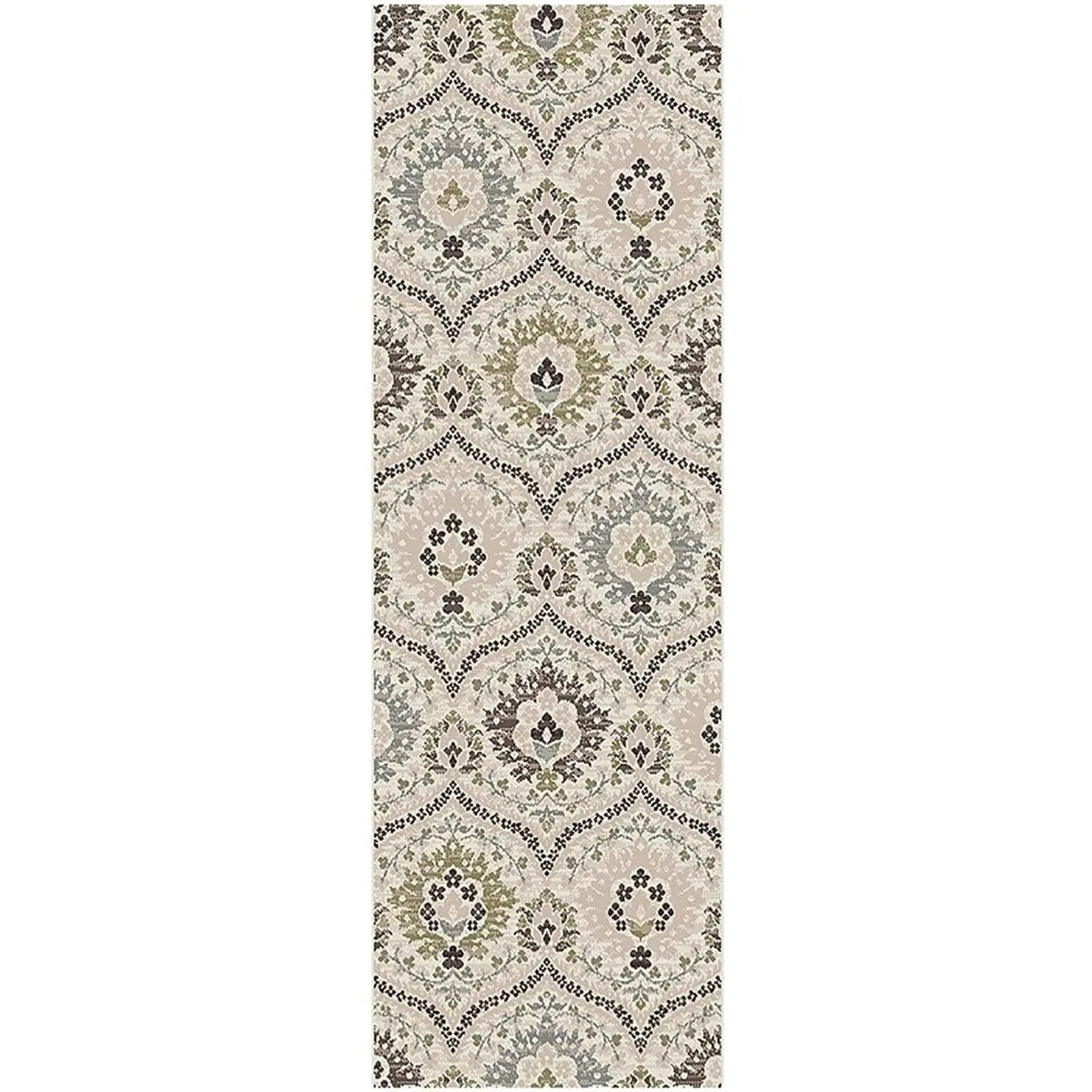 11' Black Ivory And Gray Floral Runner Rug Homeroots Home Decor
