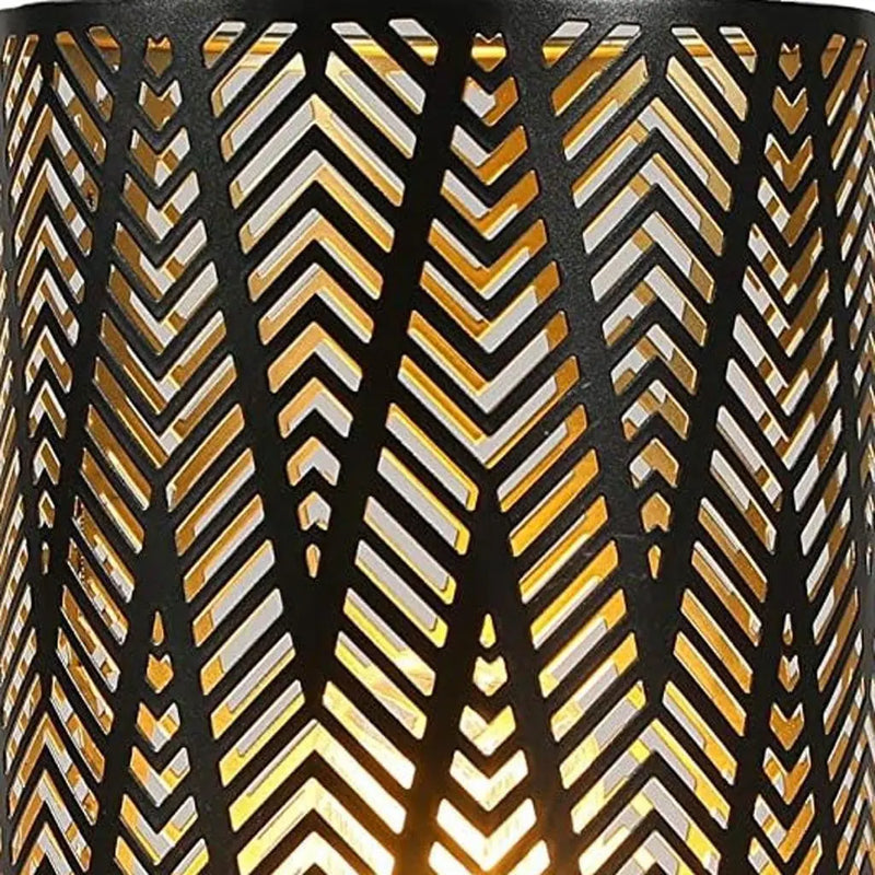 11" Black Metal Pierced Desk Lamp With Cylinder Shade Homeroots Lighting