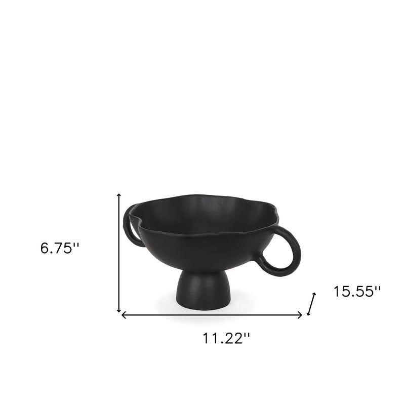 11" Black Metal Round Pedestal Centerpiece Bowl Homeroots Kitchen & Dining