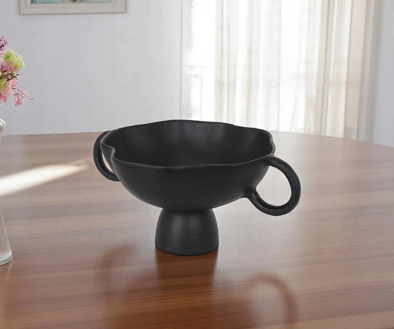 11" Black Metal Round Pedestal Centerpiece Bowl Homeroots Kitchen & Dining