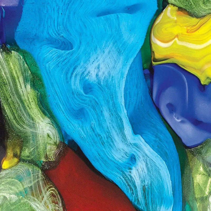 11" Blue Green Red And Yellow Cylinder Murano Glass Table Vase Homeroots Home Decor
