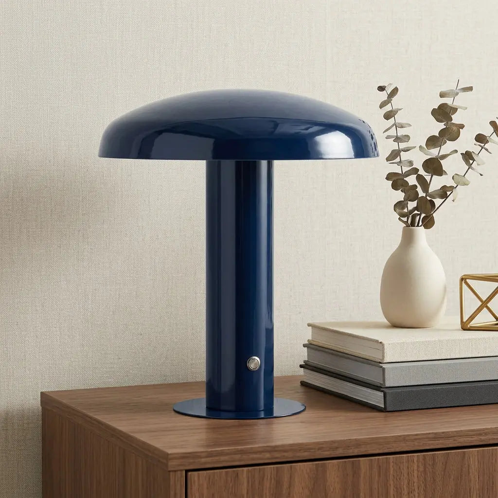 11" Blue Round USB Desk Lamp With Globe Shade Homeroots Lighting