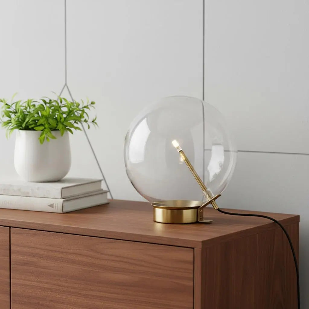 11" Brass Metal Globe Table Lamp Homeroots Lighting