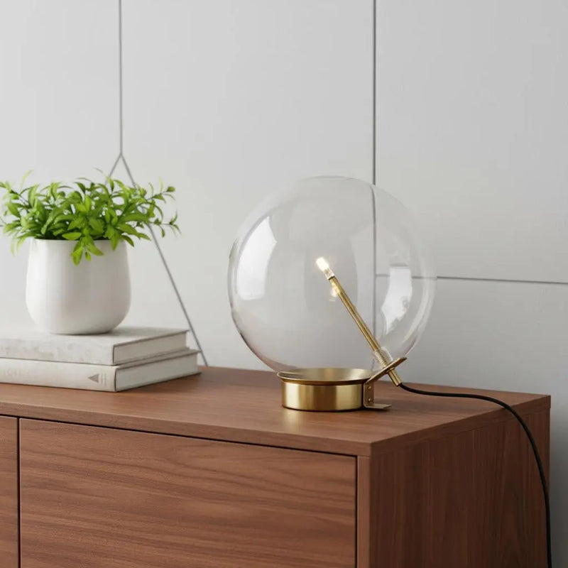 11" Brass Metal Globe Table Lamp Homeroots Lighting