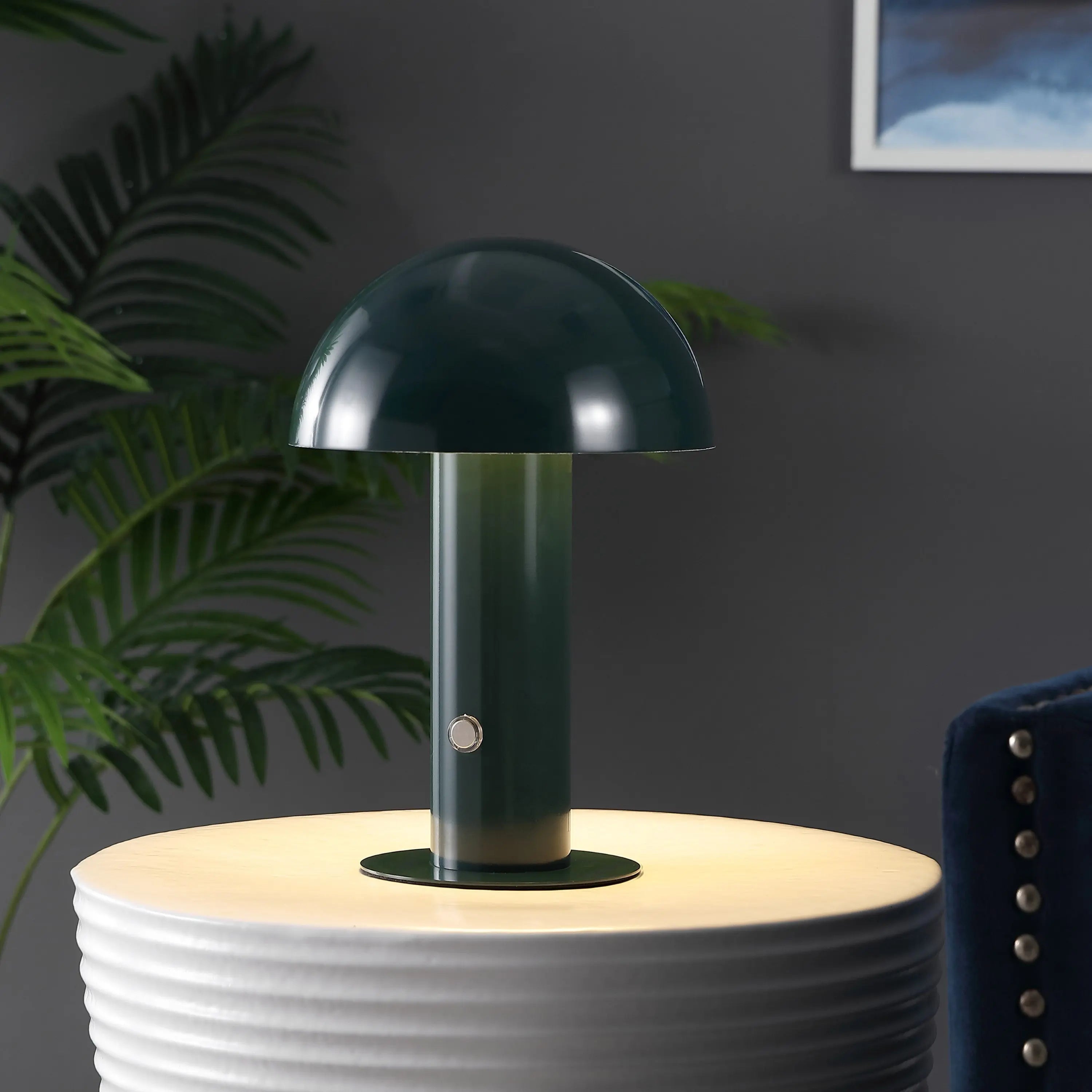 11" Forest Green Novelty USB Table Lamp With Globe Shade Homeroots Lighting